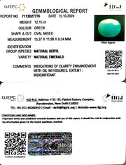 12.15/CT Natural Panna Stone with Govt. Lab Certificate-2331